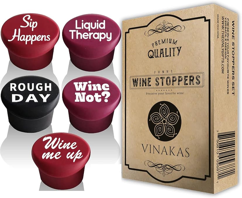 Funny Silicone Wine Stopper Set – Must-Have Wine Accessories & Perfect Wine Gifts for Women & Men – Airtight & Reusable