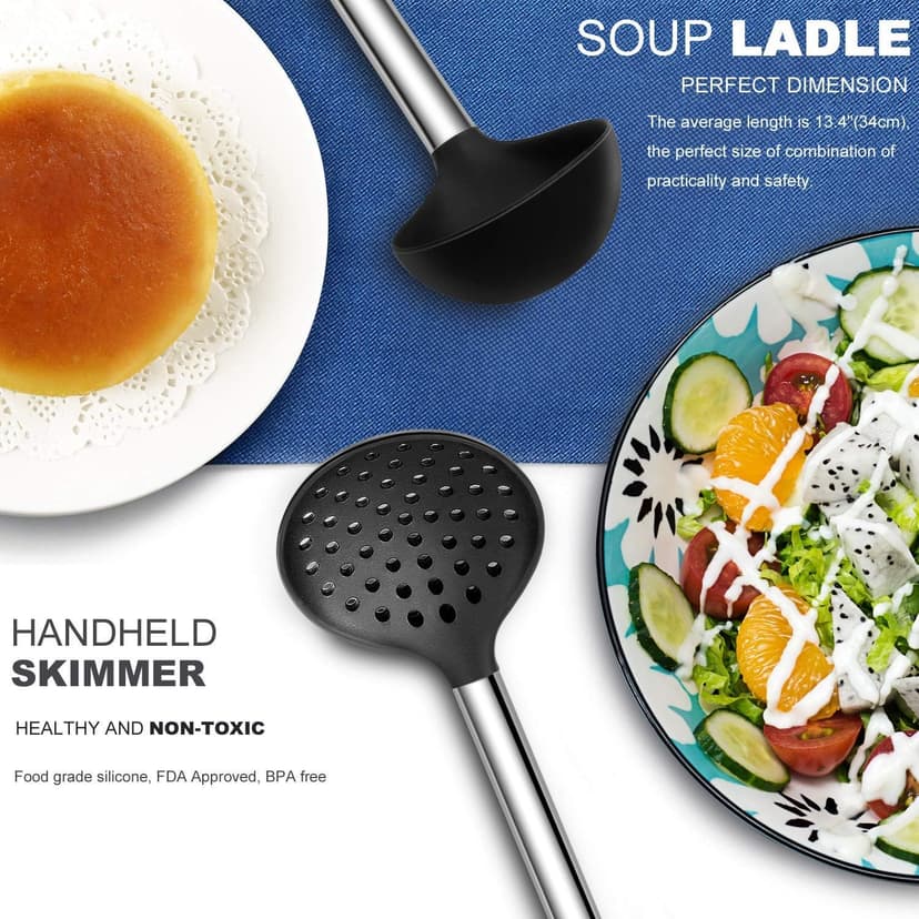 Kitchen Utensil Set-Silicone Cooking Utensils-33 Kitchen Gadgets & Spoons for Nonstick Cookware-Silicone and Stainless Steel Spatula Set-Best Kitchen Tools, Useful Pots and Pans Accessories B089FBYT3W