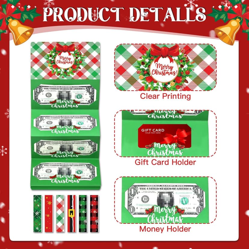 6-Slot each Bill & Gift Card Holder for Xmas Gifts, Xmas Money Holder for Cash Gift Ideas 6Pcs Christmas Money Holders Cards Booklet for Christmas Cash Gifts B0FMJNJ1T2