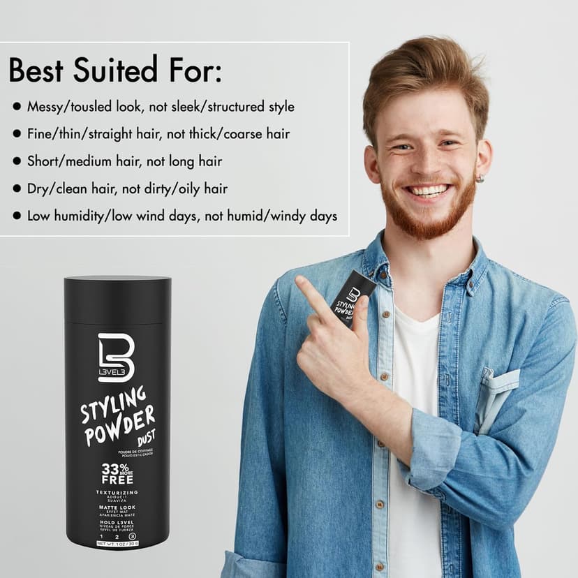 L3 Level 3 Styling Powder - Natural Look Mens Powder - Easy to Apply with No Oil or Greasy Residue