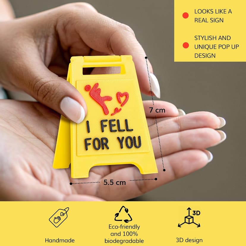 Cute Mini “I Fell for You” Sign – Valentines Day Funny Romantic Gift for Boyfriend, Girlfriend, Anniversary, Valentine’s Day, Christmas | Unique Love Gift for Him or Her | Proposal Decoration