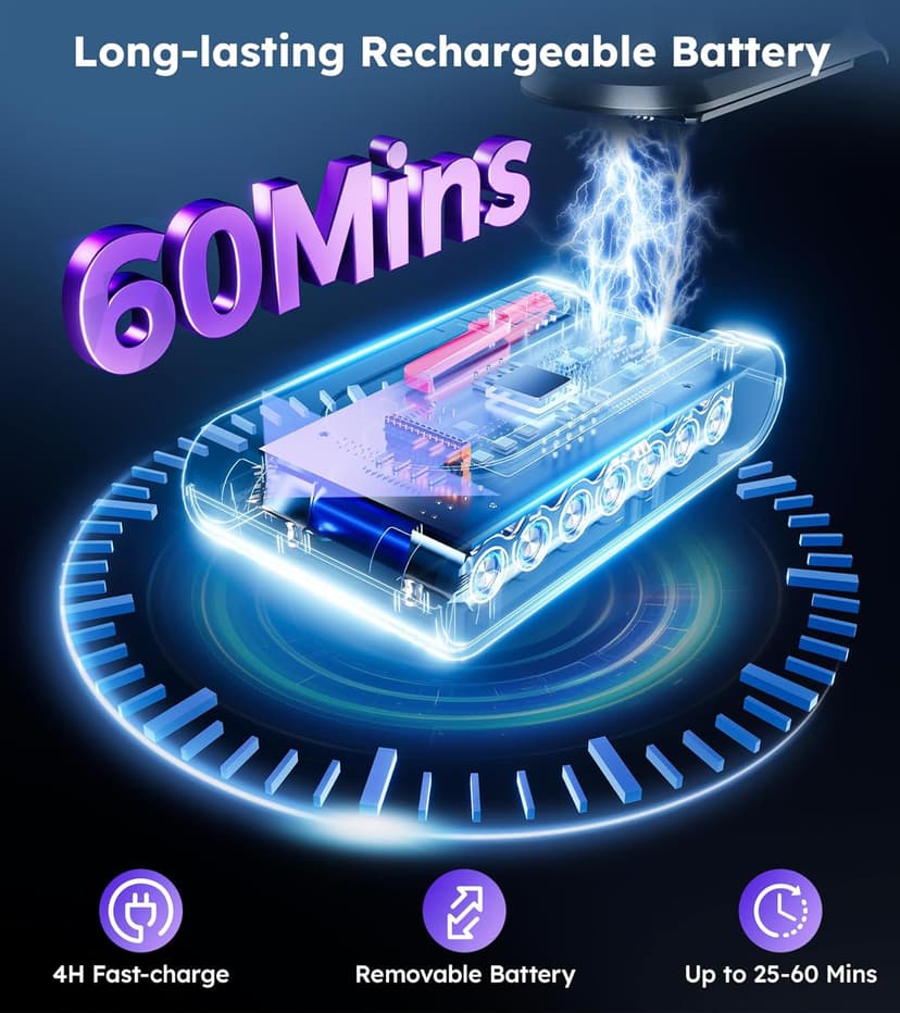 Cordless Vacuum Cleaner, 500W 50KPA 60Mins Vacuum Cleaners for Home, Self-Standing Stick Vacuums with LED Display, Anti-Tangle, Lightweight, Rechargeable Wireless Vacumm for Pet Hair Carpet Floor