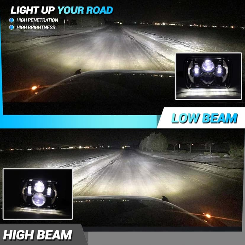 5x7 LED Headlight,JHLion Anti-glare H6054 5x7 7x6 Led Headlights,180W DOT Approved 600% Brighter w/DRL Amber Turn Signal Hi/Low Sealed Beam Compatible with Jeep Cherokee XJ Wrangler YJ GMC Comanche MJ