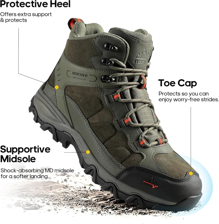 NORTIV 8 Men's Waterproof Hiking Boots Outdoor Mid Trekking Lightweight Mountaineering Shoes Paladin