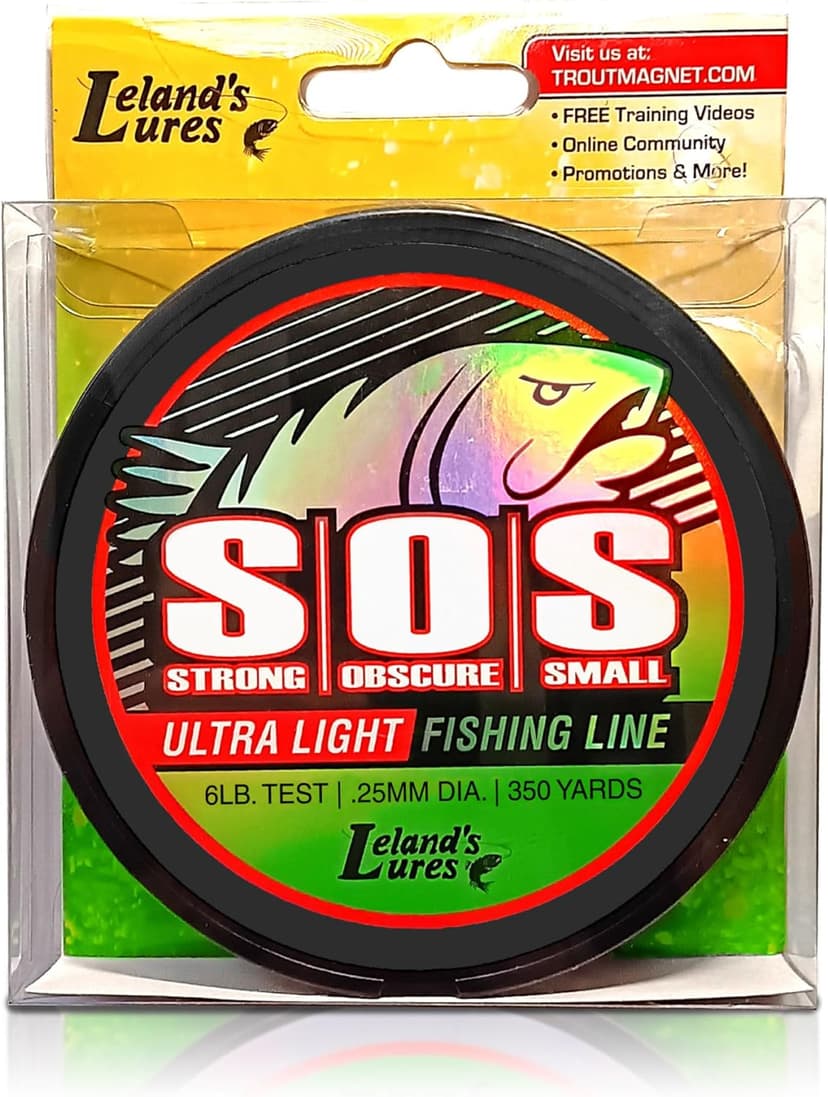 Trout Magnet Trout S.O.S. Fishing Line - 2lb Test, 350 Yard Spool, .16mm Diameter - The Strongest Light Invisible Fishing Line - Made in the USA with Smooth Copolymer for Kink-Free Tangle-Free Fishing