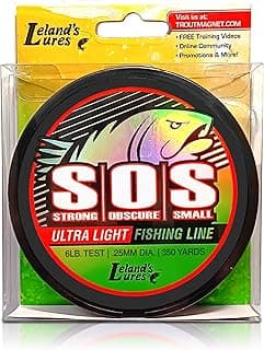 Trout Magnet Trout S.O.S. Fishing Line - 2lb Test, 350 Yard Spool, .16mm Diameter - The Strongest Light Invisible Fishing Line - Made in the USA with Smooth Copolymer for Kink-Free Tangle-Free Fishing