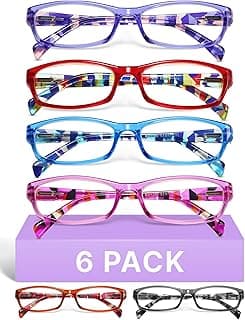 Gaoye 2.0 Reading Glasses for Women, 6 Pack Fashion Readers, Spring Hinge Eye Glasses, Blue Light Reading Glasses