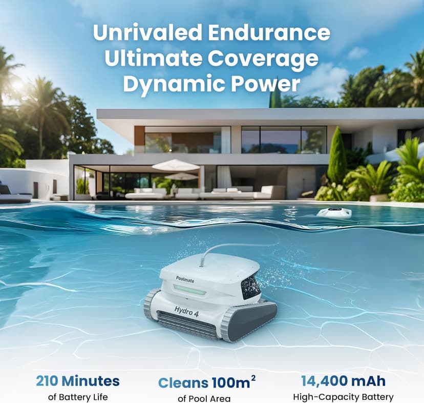 Chasing Hydro 4 Pool Vacuum for Inground Pools | 210-Min Battery Pool Robot for Floor, Wall & Waterline Cleaning | Smart App Control | 5070 GPH Suction Perfect for Pool Opening Season