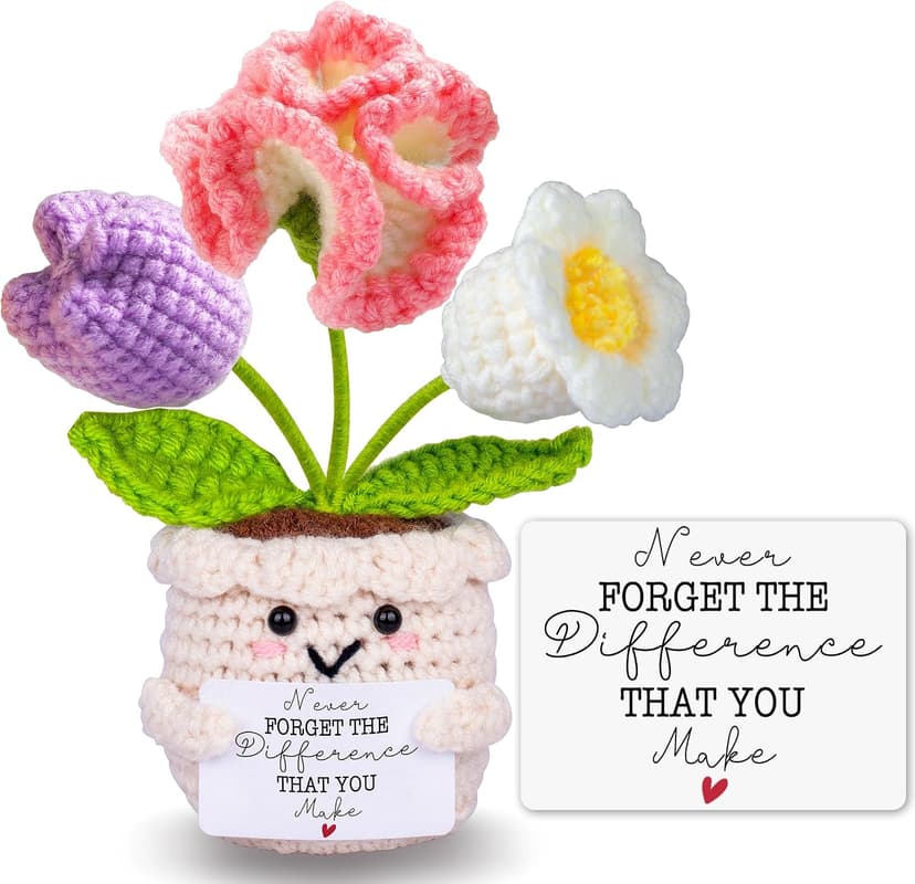 Teacher Appreciation Gifts, Thank You Teachers Gift, End of Year Teacher Gifts, Graduation Birthday Retirement Gift for Teachers Mentor Coworker Boss, Cute Handmade Crochet Carnations 3 Flowers Doll B0GCCQNDDQ