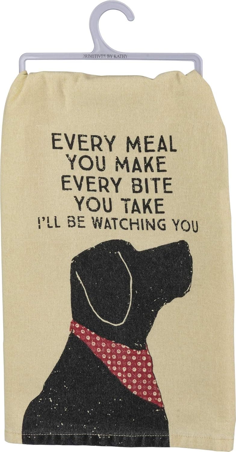 Primitives by Kathy Cotton Dish Towel Set - Dog Design, Kitchen/Bathroom Decor, Tea Towels, 28"x28"