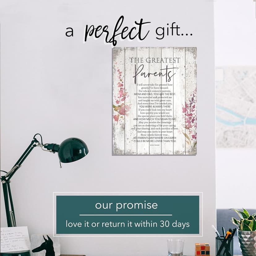 DEXSA Greatest Parents Wood Plaque - Made in the USA - 11.75 in x 15 in - Classy Vertical Frame Wall Hanging Decoration | Mom & Dad, you are the Best | Christian Family Religious Home Decor Saying