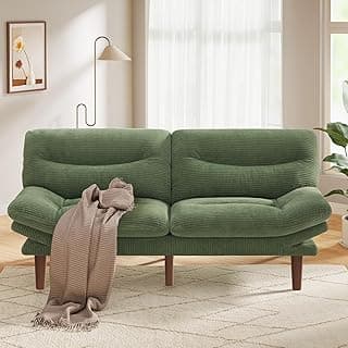 Pipishell 75" Futon Sofa Bed, Convertible Corduroy Space-Saver Couch with Adjustable Back & Armrests, Recliner Sleeper for Small Apartments, Office, Guest Room (Green) | Space-saver