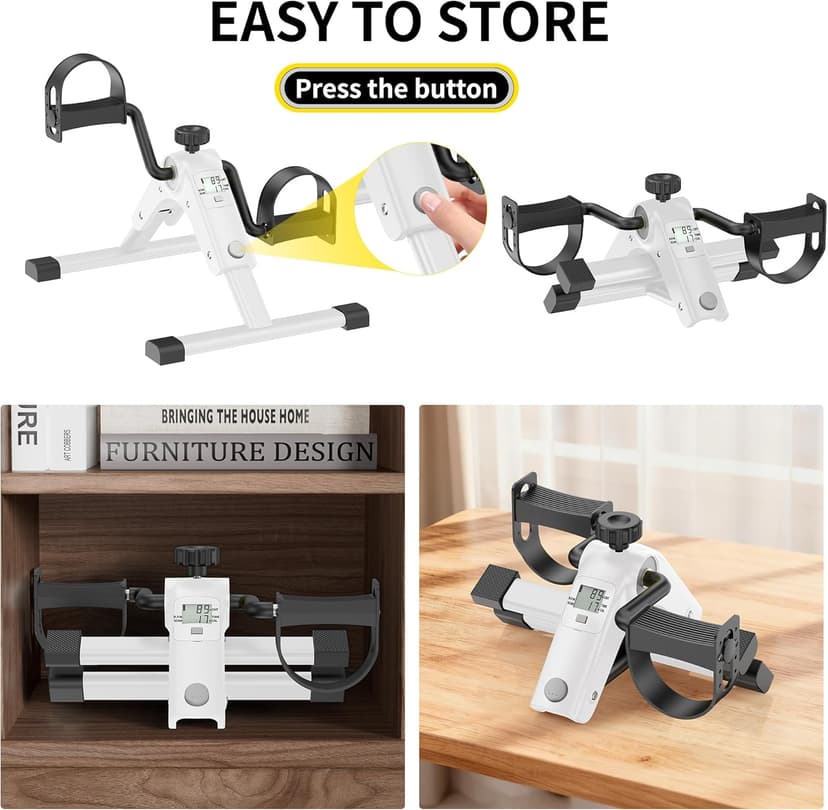 MOMODA Under Desk Bike Pedal Exerciser with LCD Display Portable Mini Exercise Bike for Arm and Leg