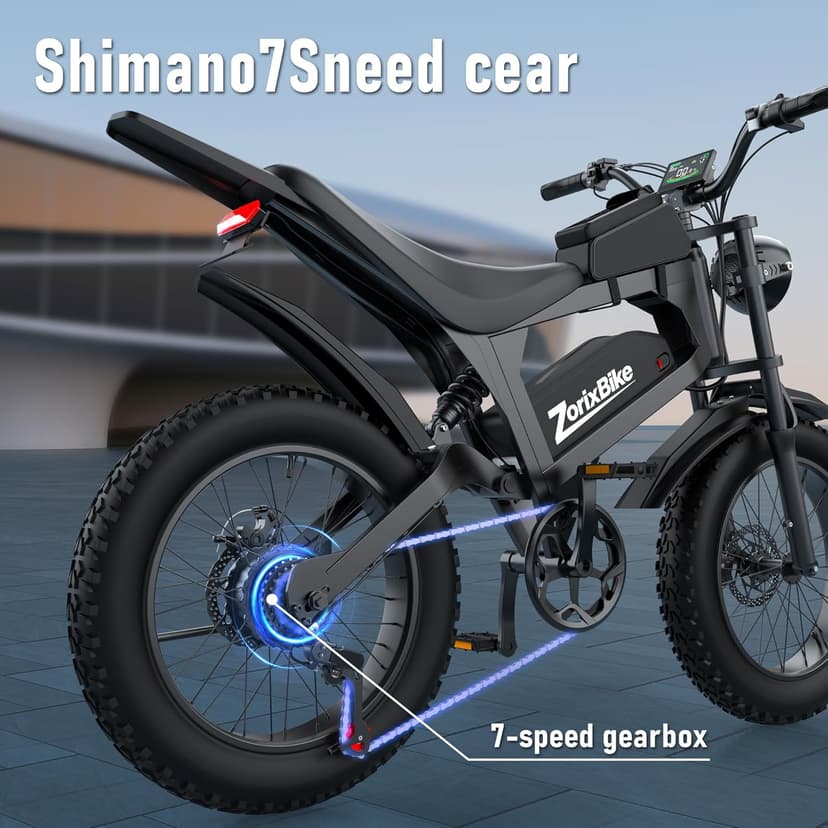 Electric Bike for Adults,48V 20AH - Peak Power 1500/3000W Brushless Motor Electric Bicycle - Max Speed 31-35MPH - Max 80 Miles Range - 20" x 4.0" Fat Tire Dirt E-Bike,7-Speed - UL 2849