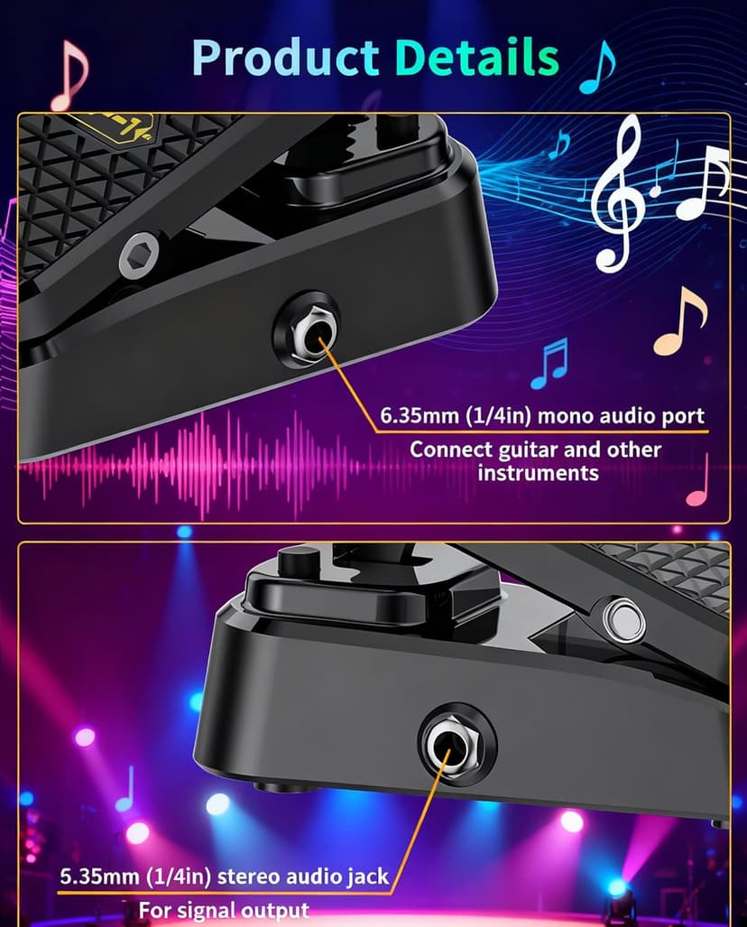 Expression/Volume Guitar Effect Pedal VP-01, Universal Expression Pedal 2 in 1 for Keyboards, MIDI Keyboards/Controllers and Supported Guitar Effects Pedals