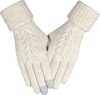 Achiou Women Winter Gloves, Touch Screen Texting Gloves, Elastic Soft Warm Knit Lined, One Size
