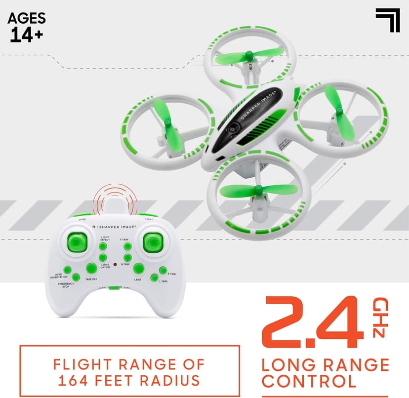 SHARPER IMAGE 2.4GHz RC Glow Up Stunt Drone with LED Lights, Mini Remote Controlled Quadcopter with Assisted Landing, Small Plane for Kids and Beginners, Wireless and Rechargeable