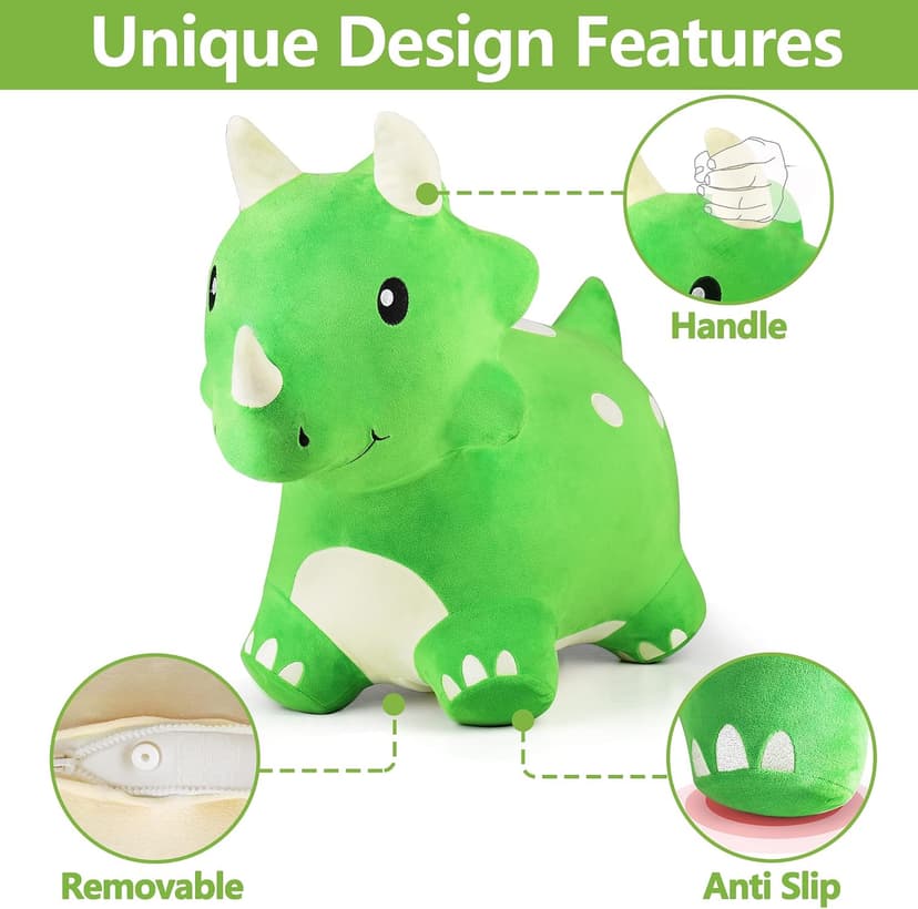 Outside Inflatable Riding Plush Triceratops Bouncing Horse Hopping Toy, Cool Birthday Gifts Age 2 3 4 5 6 Year Old Boy Girl Bouncy Pals Toddler Dinosaur Hopper Toy, Kids Outdoor Ride on Bounce Animal B09B1QZLXW