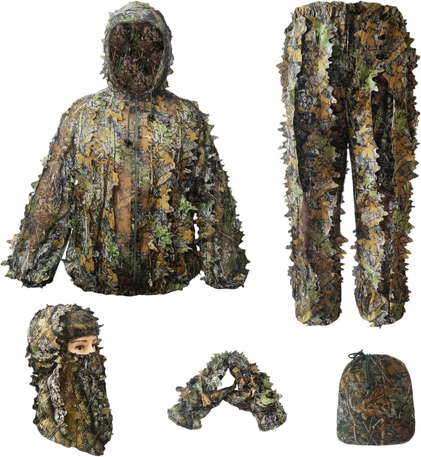 Ghillie Suit for Men -Complete Set with Full Face Mask & Gloves | Perfect for Outdoor Camouflage, Turkey Hunting, Halloween!