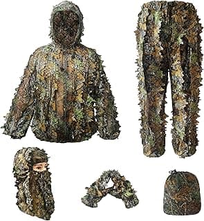 Ghillie Suit for Men -Complete Set with Full Face Mask & Gloves | Perfect for Outdoor Camouflage, Turkey Hunting, Halloween!
