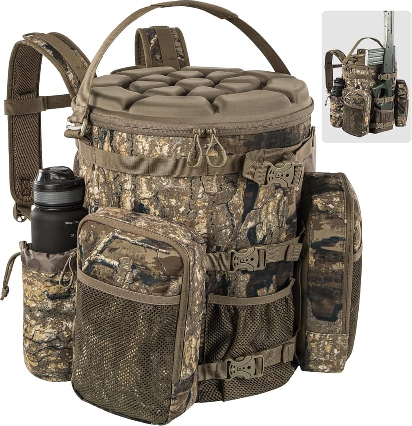 BLISSWILL Hunting Bucket Backpack with Seat Suitable for 5-gallon Seat，Dove Hunting Accessories，Daypack for Rifle Bow Gun（Not including Bucket and Lid）