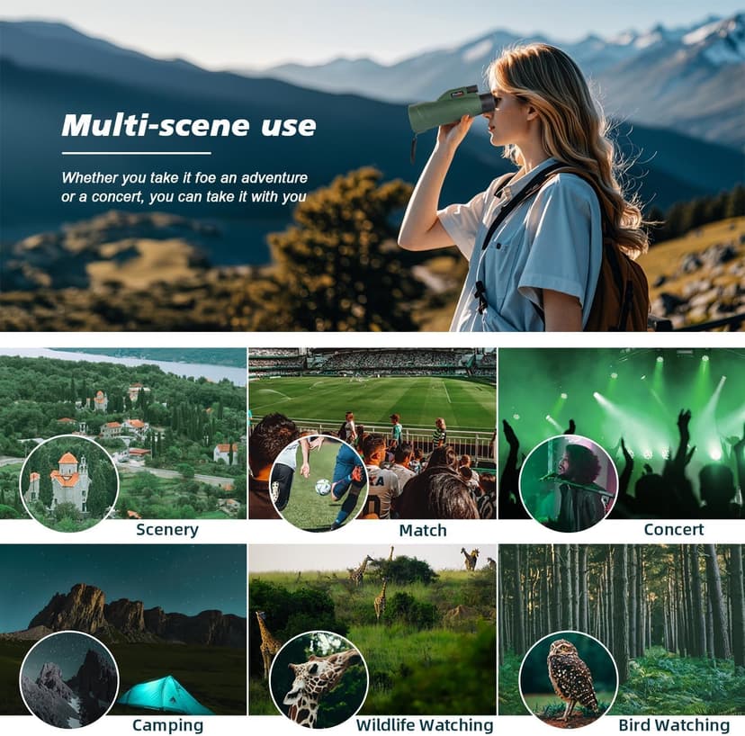 Pankoo 12x60 HD Monocular Telescope for Adults high Powered | Comes with Smartphone Adapter Tripod Hand Strap | Suitable for Bird Watching Sports Hiking Traveling