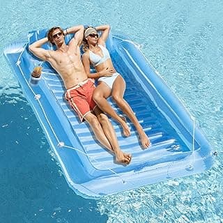 Inflatable Pool Floats Lounger for Adults, Blow Up Tanning Pool Raft Sun Tan Tub with Inflatable Pillow for Family Outdoor, Garden, Backyard Summer Water Party (14+ Year Old)