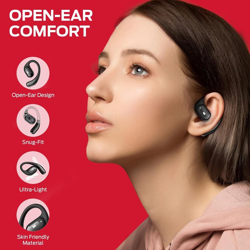 Monster Open Ear AC317 Headphones, Wireless Headphones with Stereo Sound, Bluetooth 5.4, 24H Playback, Crystal Clear Calls, Type-C Charging, Touch Control, Sweat Resistant Open Ear Wireless Earbuds