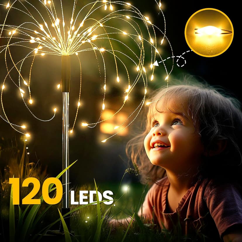 120 LEDs, Fairy Design, Waterproof, Garden Decor, Solar Powered for Yard, Pathway, Flowerbed, Planter, Balcony, Gifts for Mom GIGALUMI 2 Pack Solar Firework Lights Outdoor, Garden Decor, Warm White B0CPHZL35M