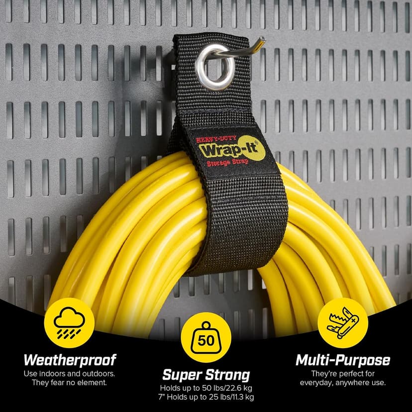 Garage Storage Extension Cord Organizer Cable Straps and Yard Cord Storage for Hose Organizer, Tools, RV Accessories Heavy-Duty Wrap-It Storage Straps - Assorted 6-Pack B06Y5Q4VZD