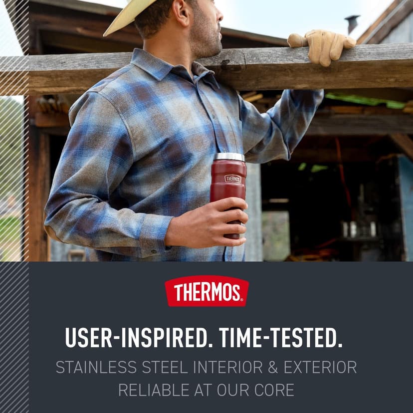 THERMOS Stainless King Vacuum-Insulated Travel Tumbler, 16 Ounce, Matte Steel