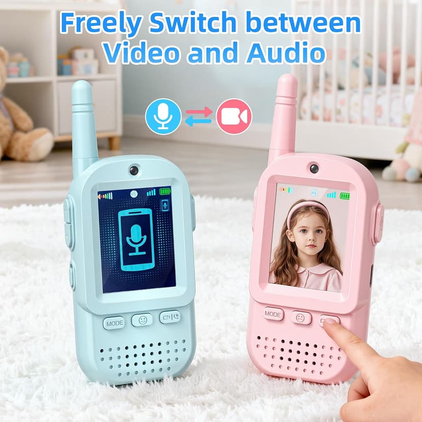 For Age 3-12 Year Old Boys Girls, HD Camera & Voice Changer, 2'' Screen, Outdoor Play Camping Hiking Family Games Video Walkie Talkies for Kids 2 Pack – Rechargeable Intercom Toys B0FZH1HXMB