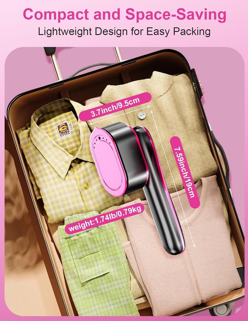 Travel Steamer for Clothes, 1200W Portable Handheld Steamer for Clothes, Portable Steam with LCD Display, 10s Fast Heat-Up, 2-in-1 Powerful Wrinkle Remover for Home & Travel