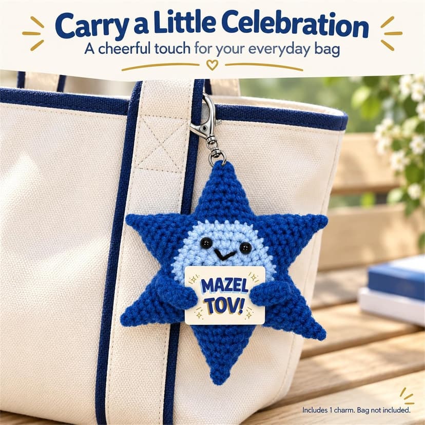 Crochet Star of David Plush, Mazel Tov Bat Mitzvah Gift B0HKSW45VK