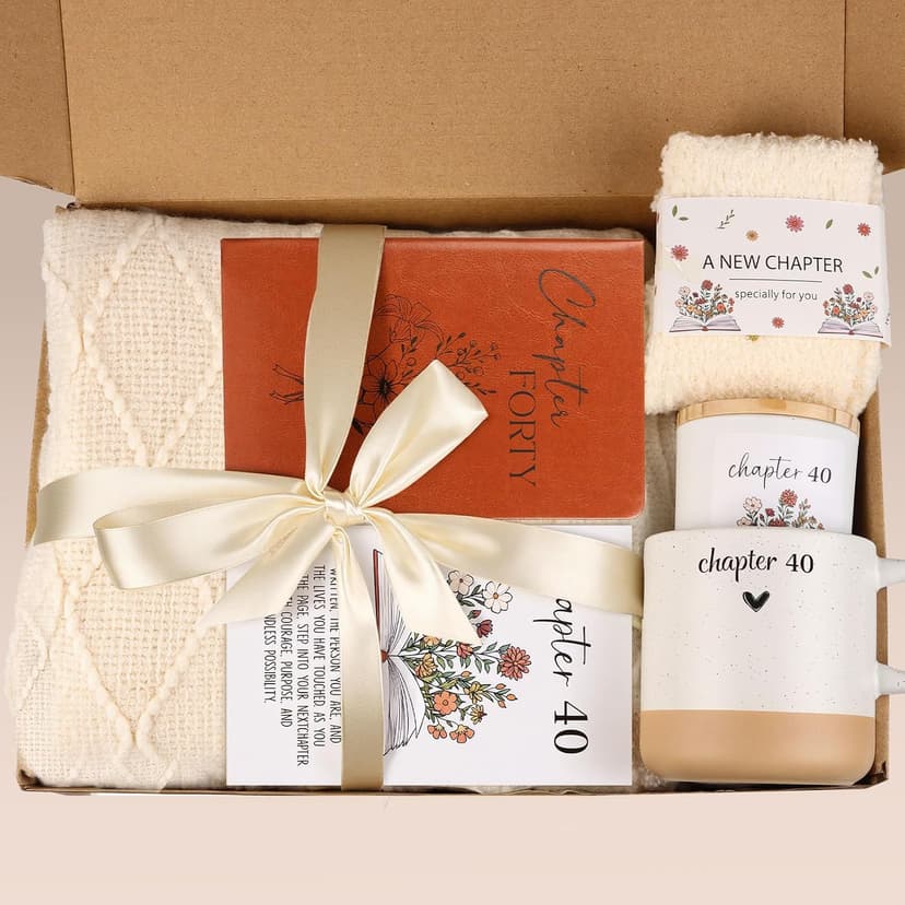 40th Birthday Gifts Women, Unique Chapter 40 Year Old Birthday Gifts for Women Happy 40th Bday Gift Basket for Her Turning 40 Year Old Gift Box Ideas for Her Wife Mom Daughter Sister Friend Coworker B0G1Y8DNY3