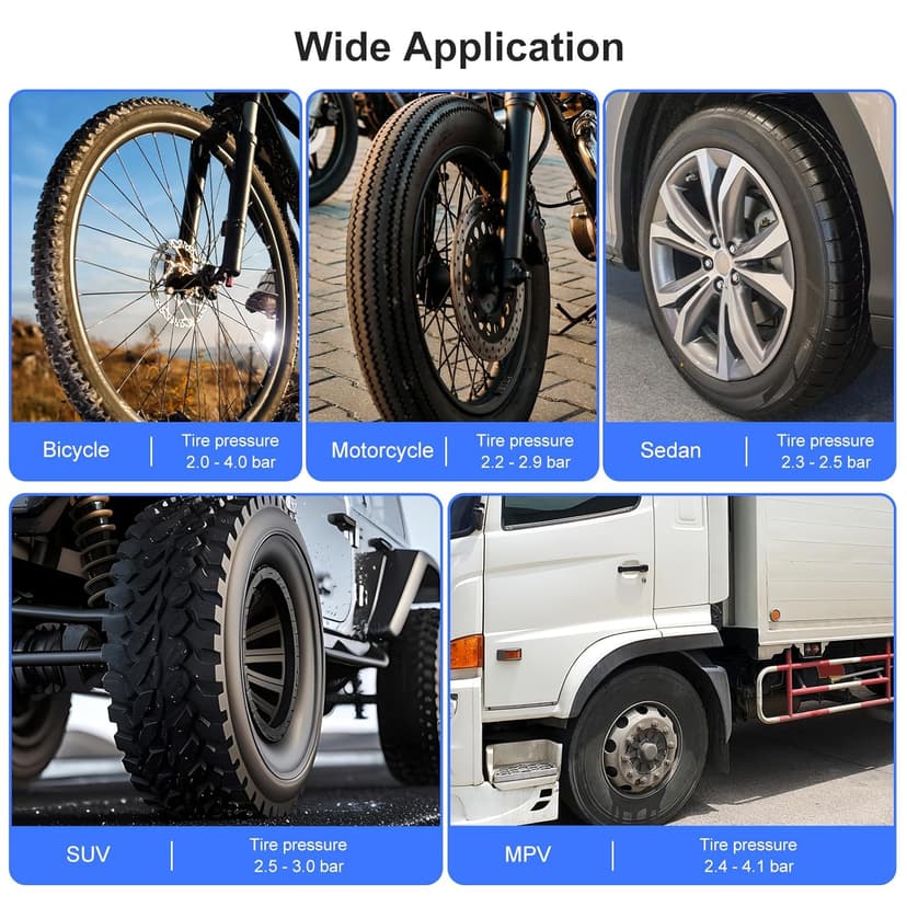 Schrader and Presta Bicycle Tire Pressure Gauge 60 PSI / 4 Bar, Tire Air Pressure Gauge Luminous Dial, Suitable for Car, Motorcycle, Bike, SUV