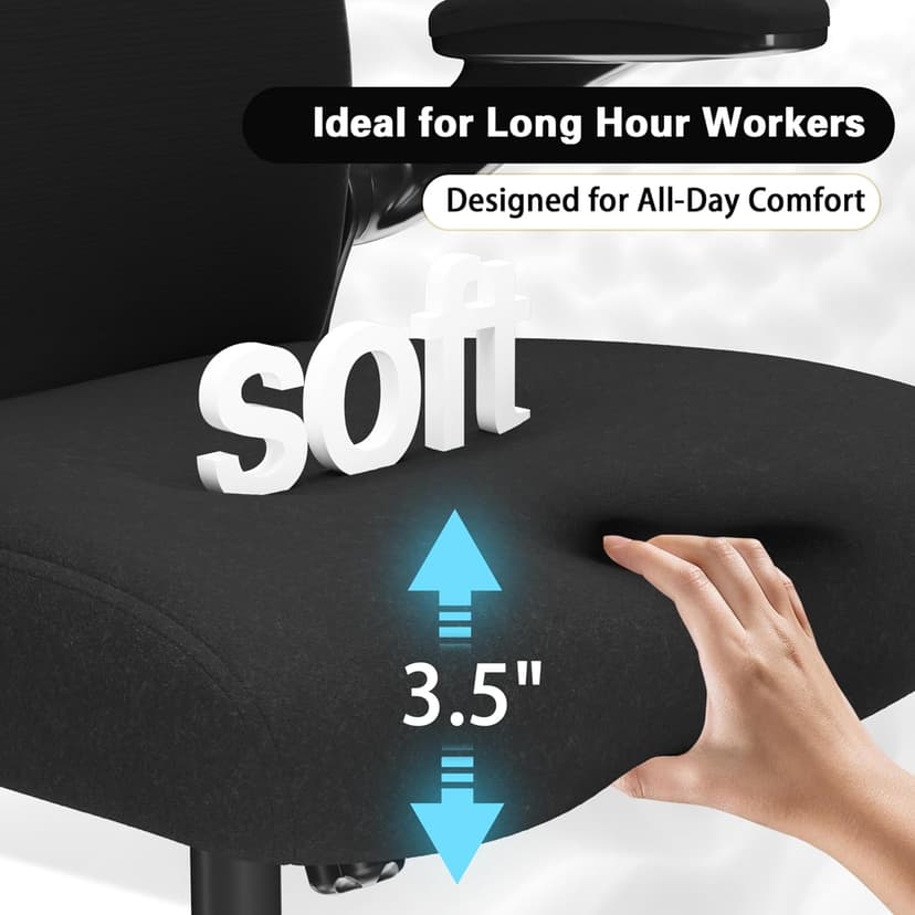 Office Desk Chair with Ergonomic Lumbar Support, Extra-Thick Seat Cushion, Flip-up Arms, Breathable Mesh Back, Computer Task Chair for Home Office