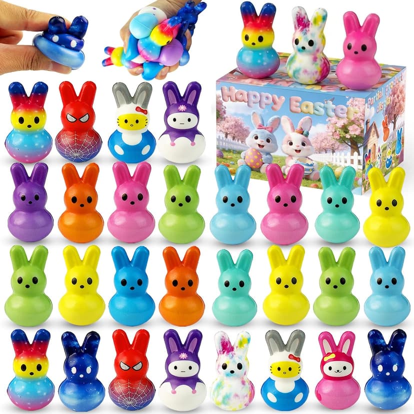 30Pcs Bunny Slow Rising Squishy Toys,Bulk Stress Relief Fidget Toy Squeeze Bunny for Kids,Treasure Chest Prizes, Classroom Prizes for Boys Girls B0FSKHRB4G