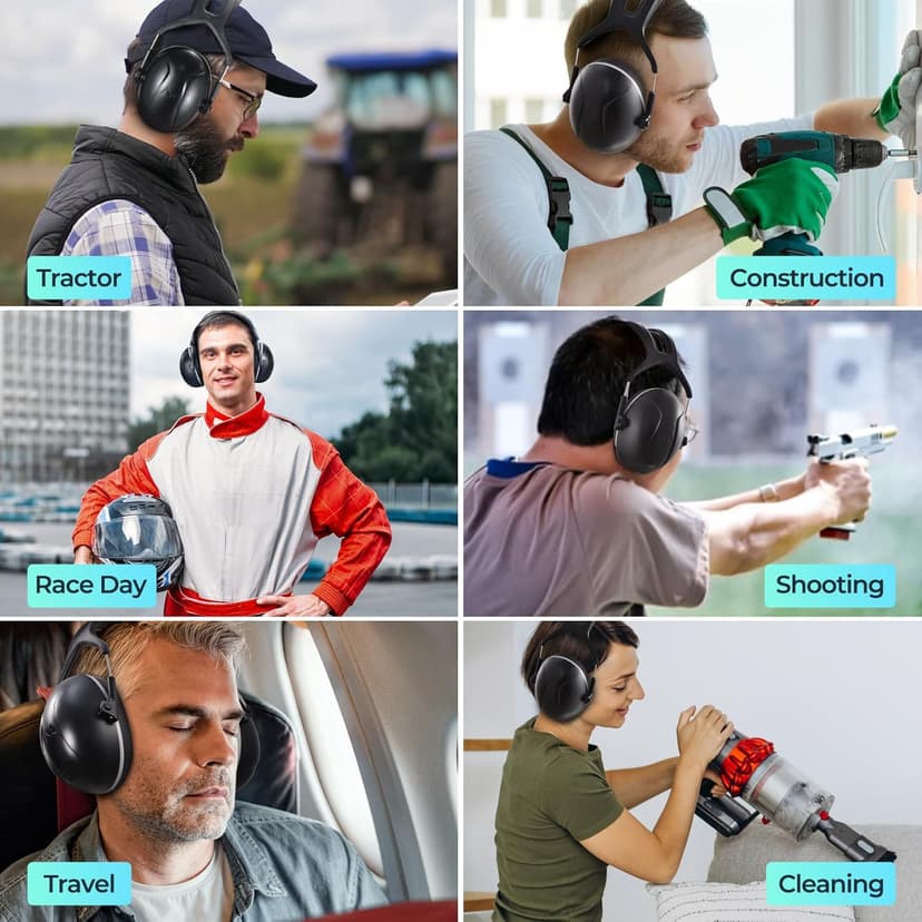 SNR 35dB High Noise Cancelling Ear Muffs, Ear Protection for Mowing, Adult Noise Cancelling Headphones for Autism, Hearing Protection Ear Muffs for Noise, Noise Reduction Earmuffs for Shooting,Mowing