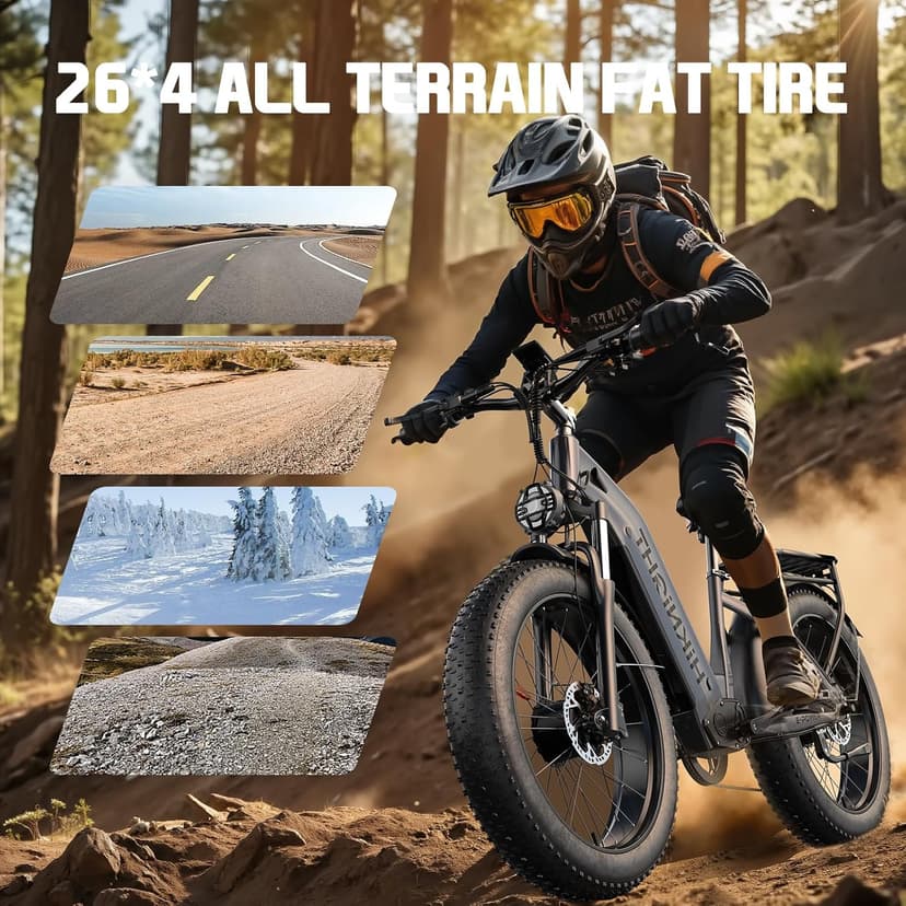 Dual Motor Ebike, 3000W Electric Bike for Adults, 52V 20Ah 26" Fat Tire Fast Ebike Max 38 Mph, up to 90 Miles, Off-Road Mountain E-Bike for Men Women, Step-Through Design