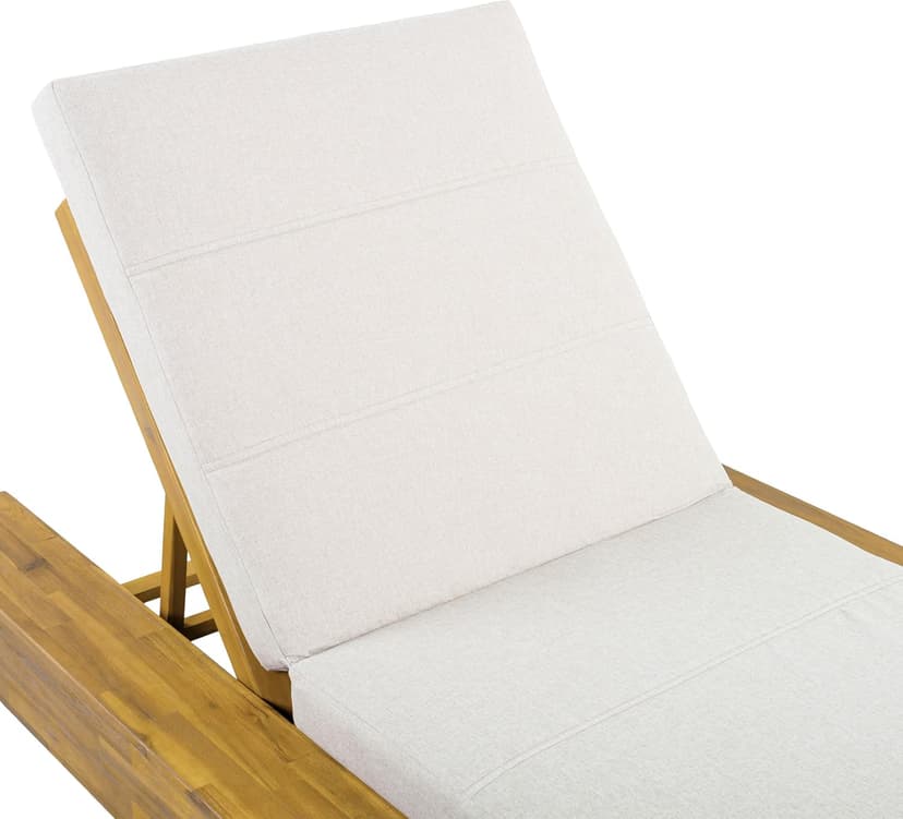 Christopher Knight Home Tory Acacia Wood Chaise Lounge Chair Outdoor Set of 2, Poolside Sun Lounger Recliner, Patio Outdoor Chaise Lounge with Cushions, Adjustable Backrest Lounge Sofa, Beige+Teak