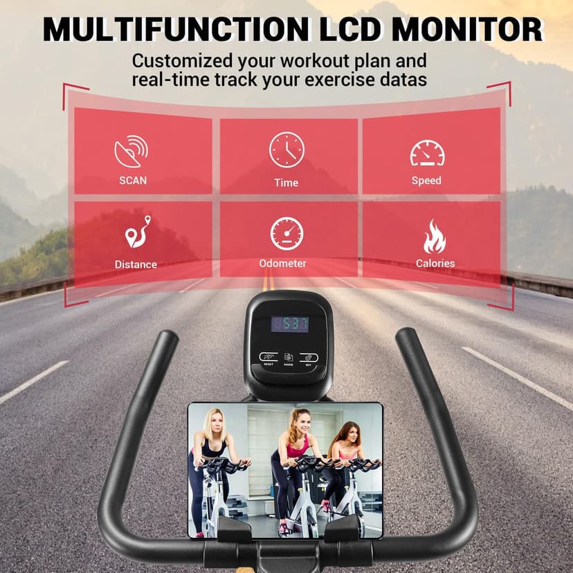 Exercise Bike, WENOKER Stationary Bike for Home, Indoor Bike with Silent Belt Drive, Heavy Flywheel, Comfortable Seat Cushion and Upgraded Digital Display