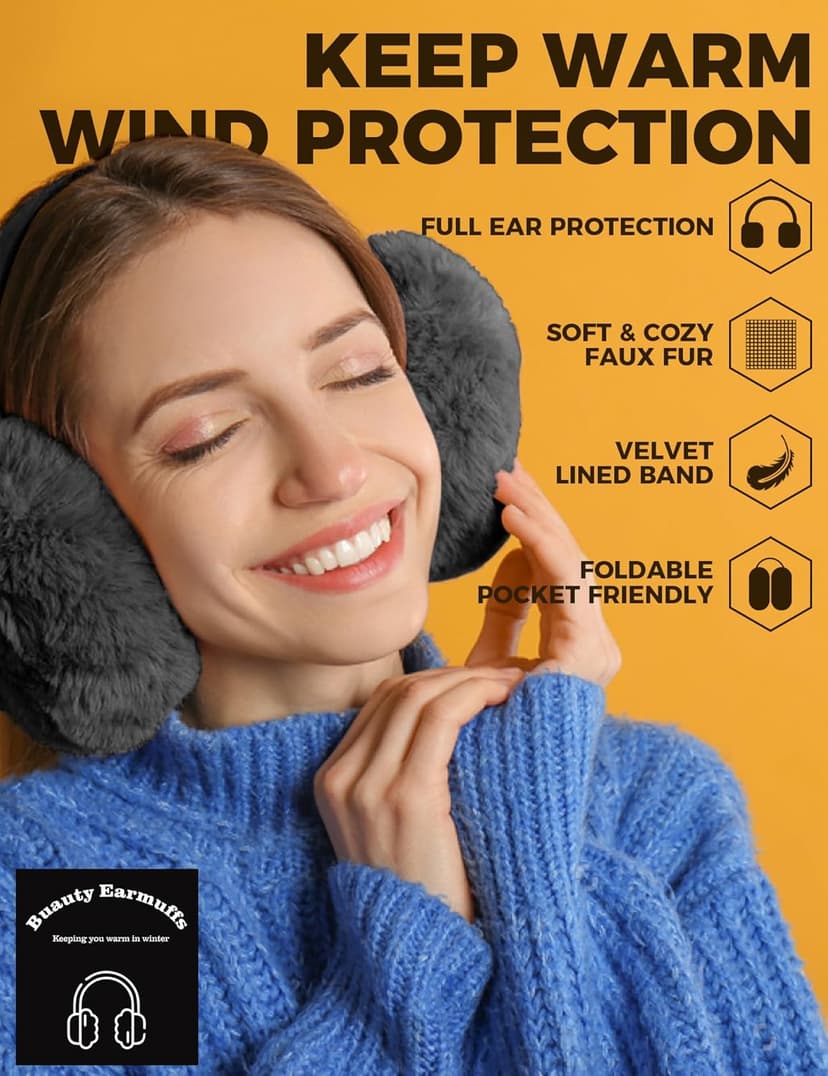 Buauty Ear Muffs Winter Women Men Soft Earmuffs Cute Ear Covers Cold Weather Fluffy Ear Warmers Headband Winter Accessories