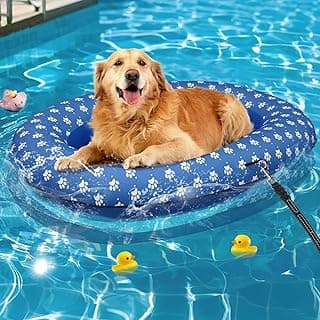 Inflatable Dog Float for Large Dogs, Up to 180 Lbs, Foldable & Puncture-Resistant Doggy Float for Pool, Portable Dog Float Bed Pet Swimming Accessory, Pet-Friendly Outdoor Fun, Blue