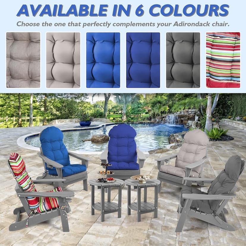 Adirondack Chair Cushion Set of 2, Rocking Chair Cushions High Back, Thickened Patio Chair Pad for Indoor and Outdoor, Glider Rocker Chairs Replacement Cushions Set wih Ties