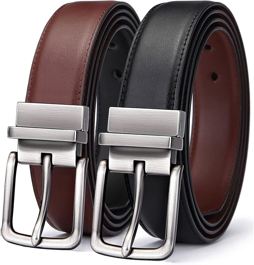 BULLIANT Men's Belt,Reversible Belt Adjustable For Gift Men 1.25”-Cut For Fit-2 Sides in 1 Belt(Not 2)