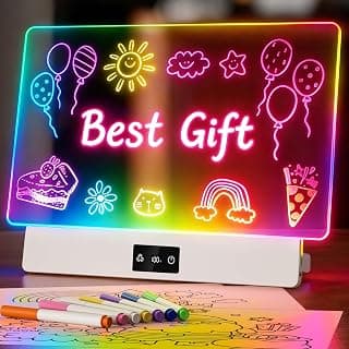 Bylitodt Neon Light Up Drawing Tablet with 10 Tracing Sheets, Arts and Crafts for Kids, Girls Birthday Gifts Idea(White) 16 Inch LED Drawing Board for Kids Rechargeable, LED Note Board with Colors B0GCN75SFT