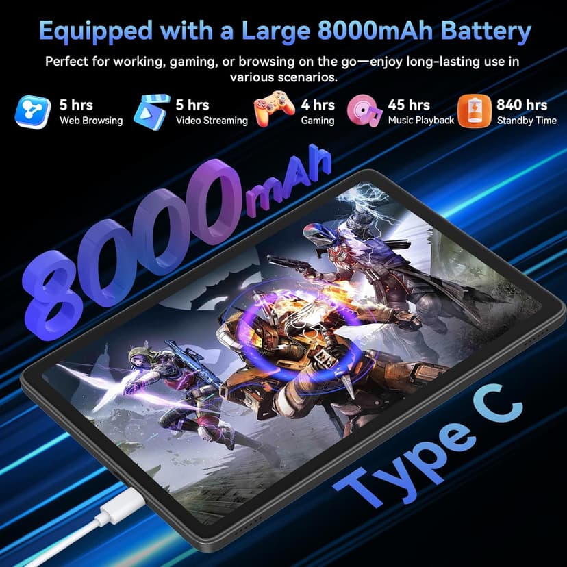 Tablet 2026 World's First Android 16 Tablet with Gemini AI, 11 Inch FHD Display, 24GB RAM 128GB ROM /2TB TF, T7250 CPU+13MP Camera, 8000mAh, Widevine L1, 2 in 1 Tablets with Keyboard Mouse Stylus