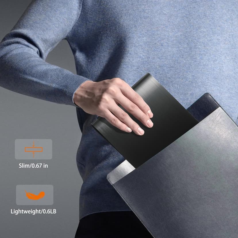 juwuoi External CD/DVD Drive for Laptop PC CD DVD Player USB 3.0 Portable Optical Drive CD Burner Compatible with Windows 10 11 Linux Mac OS (Black)