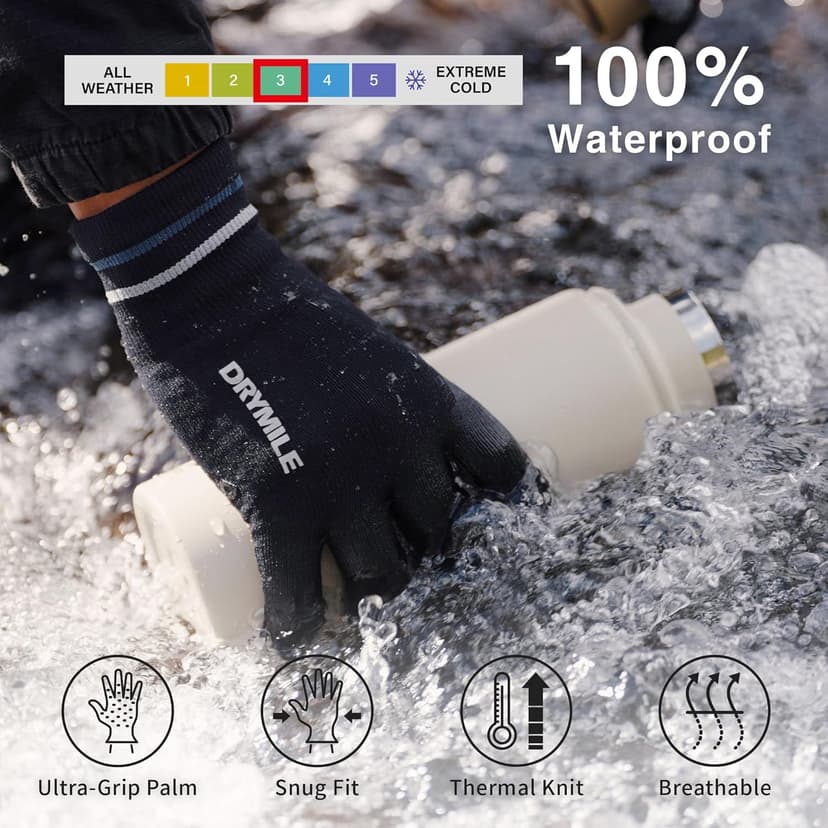 DRYMILE HYLA Waterproof Dexterity Gloves – All-Weather Wool Blend Gloves for Men & Women – Touchscreen & Non-Slip Grip – Hiking, Cycling, Fishing, Hunting & Work.